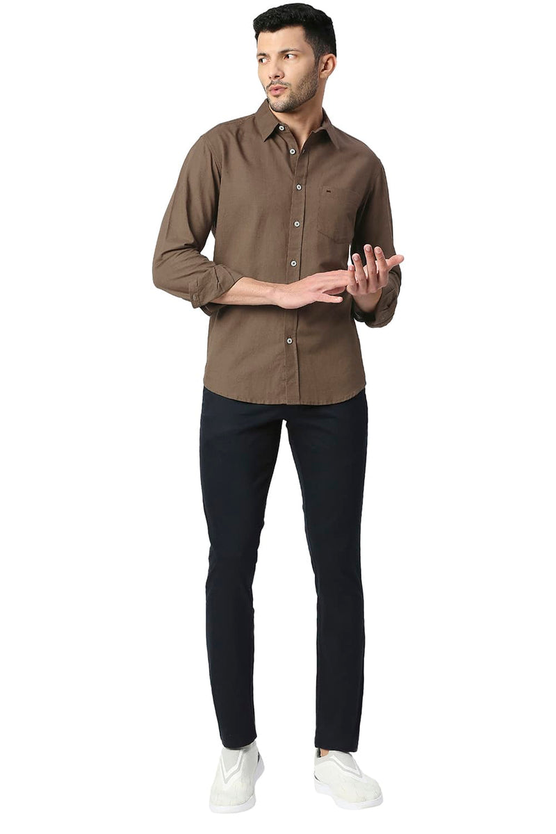 BASICS SLIM FIT COTTON LINEN SHIRT