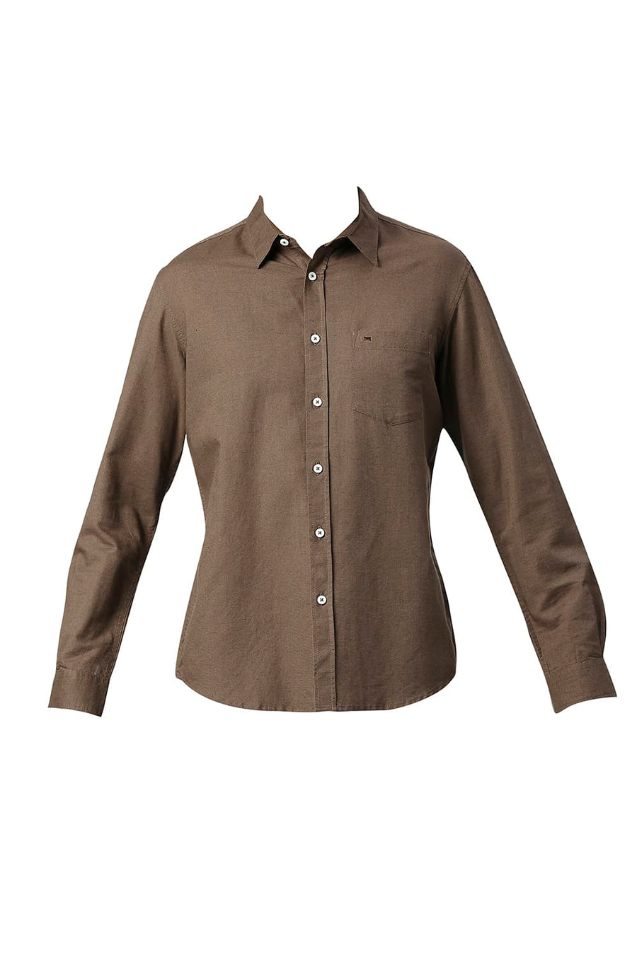 BASICS SLIM FIT BUTTERNUT OLIVE COTTON LINEN SHIRT