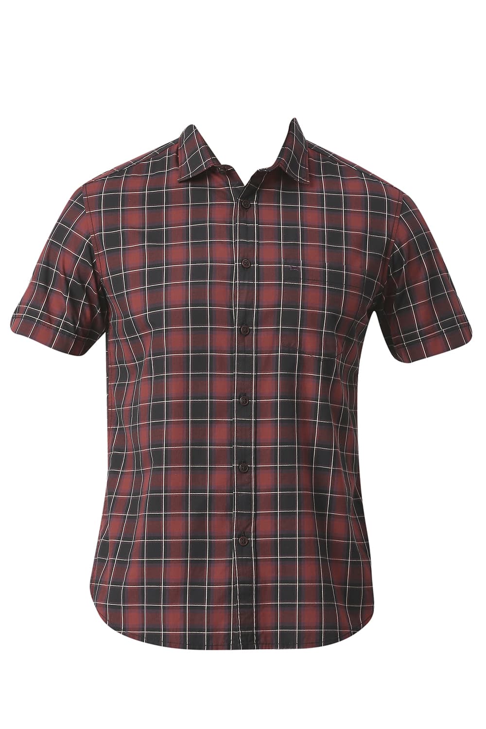 BASICS SLIM FIT COTTON CHECKS HALFSLEEVES SHIRT