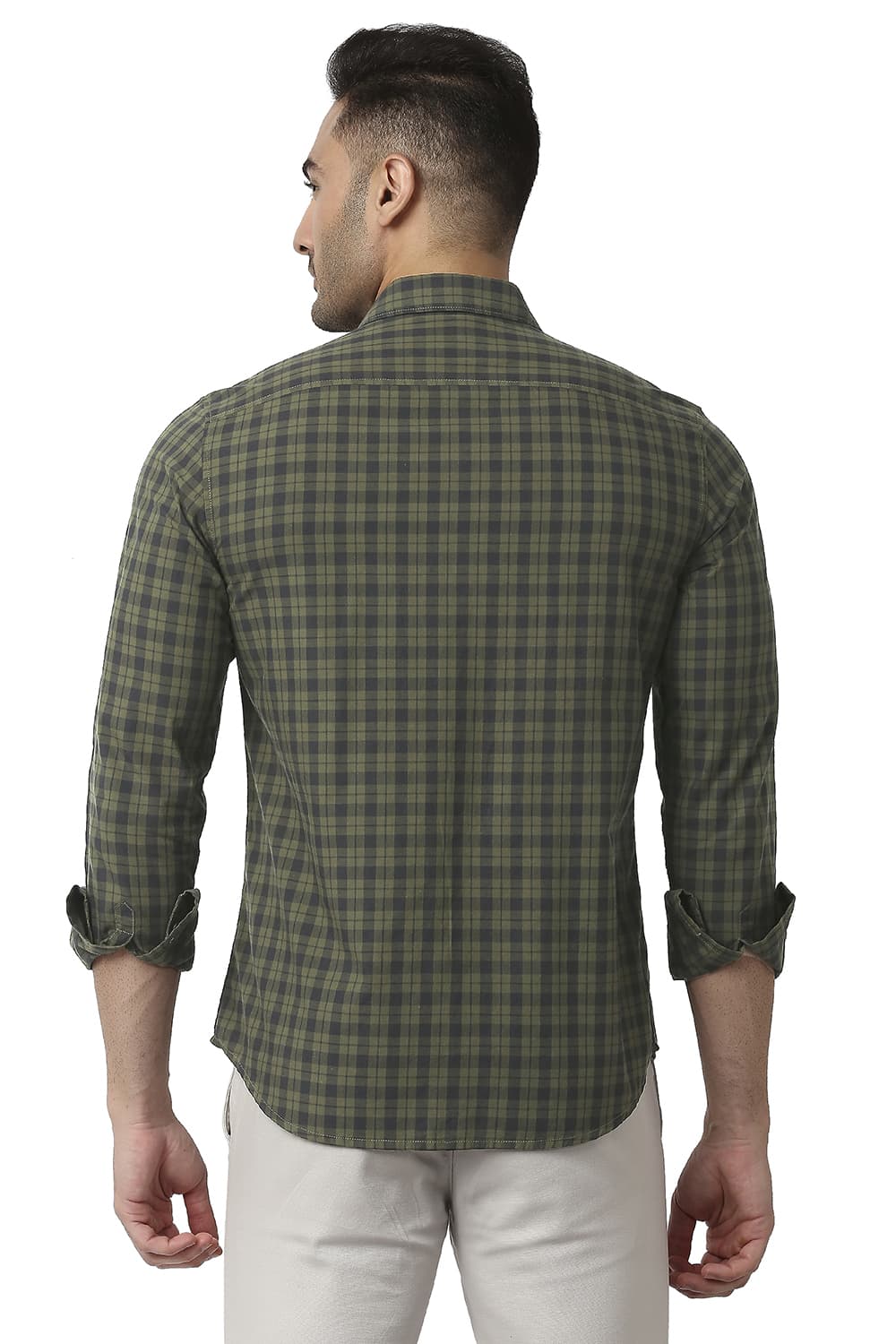 BASICS SLIM FIT COTTON CHECKS SHIRT