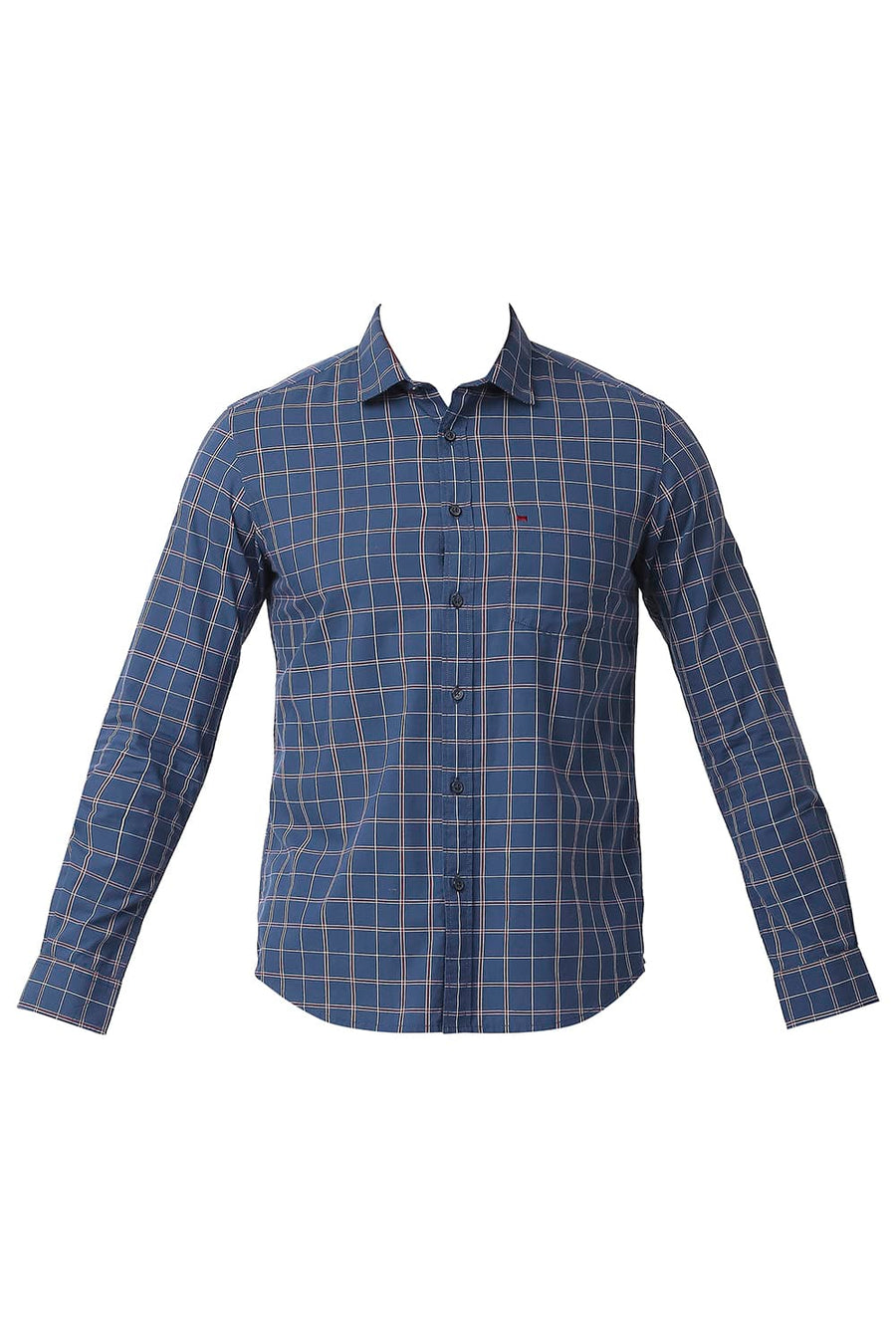 BASICS SLIM FIT MOONLIGHT BLUE COTTON CHECKS SHIRT