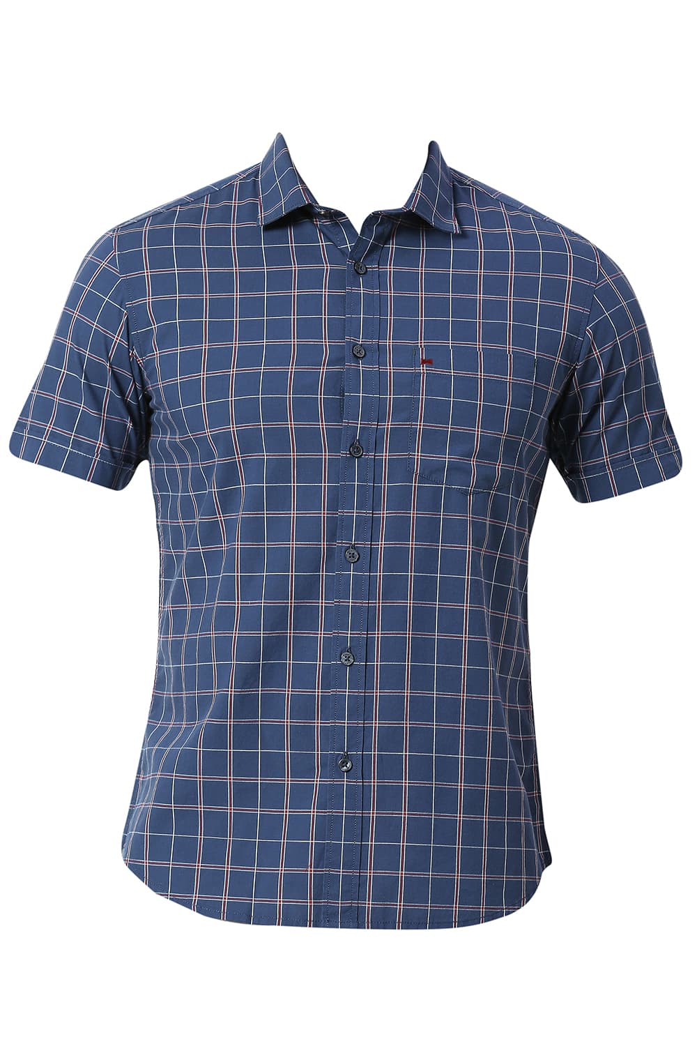 BASICS SLIM FIT COTTON CHECKS HALFSLEEVES SHIRT