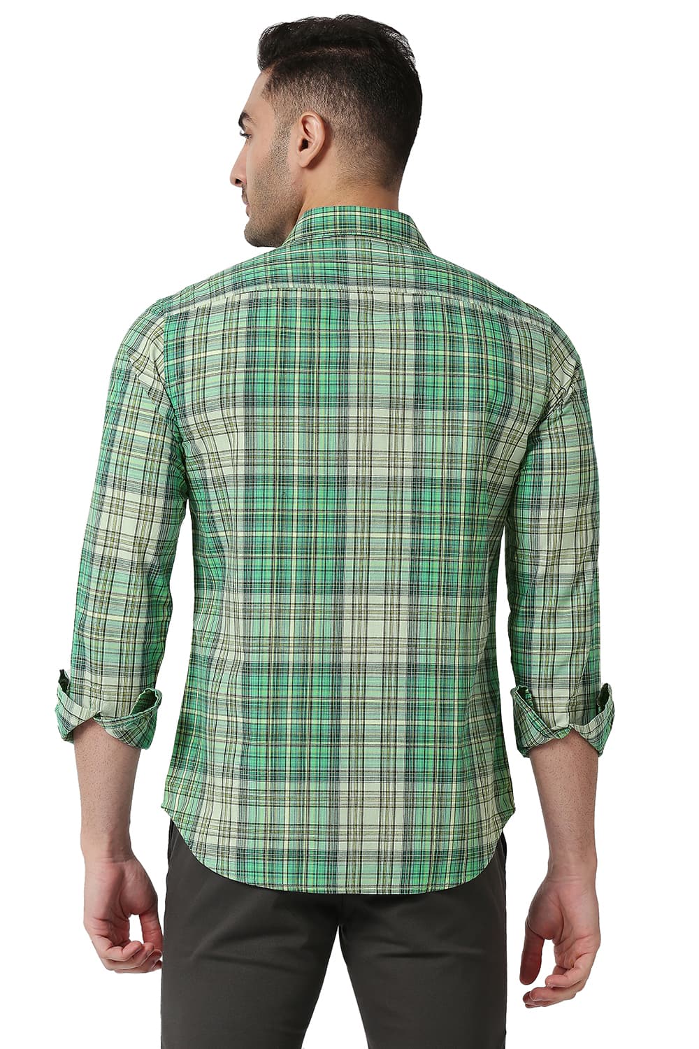 BASICS SLIM FIT COTTON CHECKS SHIRT