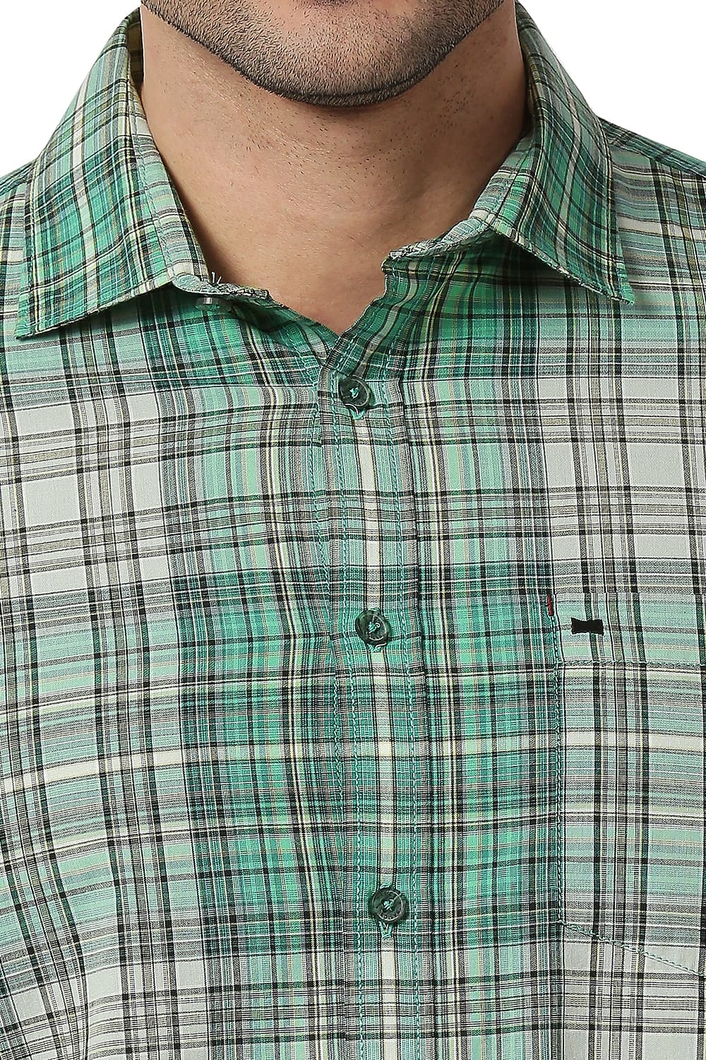 BASICS SLIM FIT COTTON CHECKS SHIRT