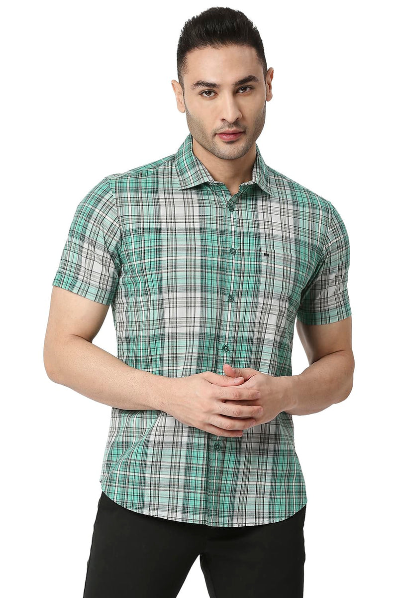 BASICS SLIM FIT COTTON CHECKS SHIRT