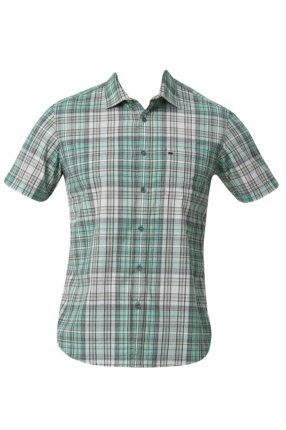 BASICS SLIM FIT COTTON CHECKS HALFSLEEVES SHIRT