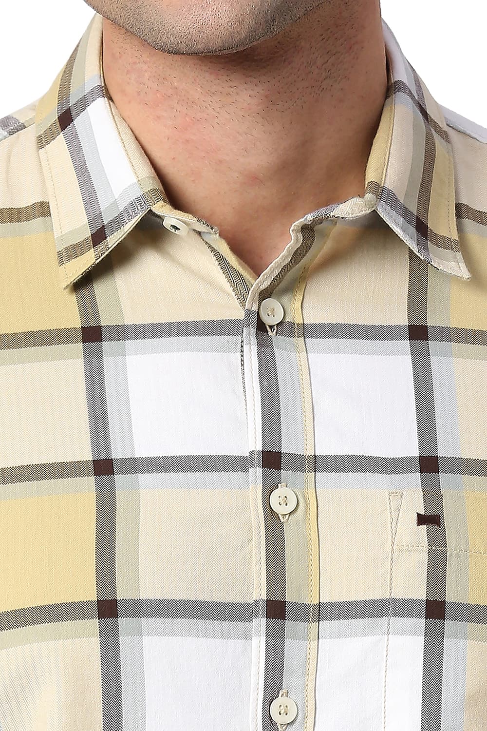 BASICS SLIM FIT COTTON TWILL CHECKS SHIRT