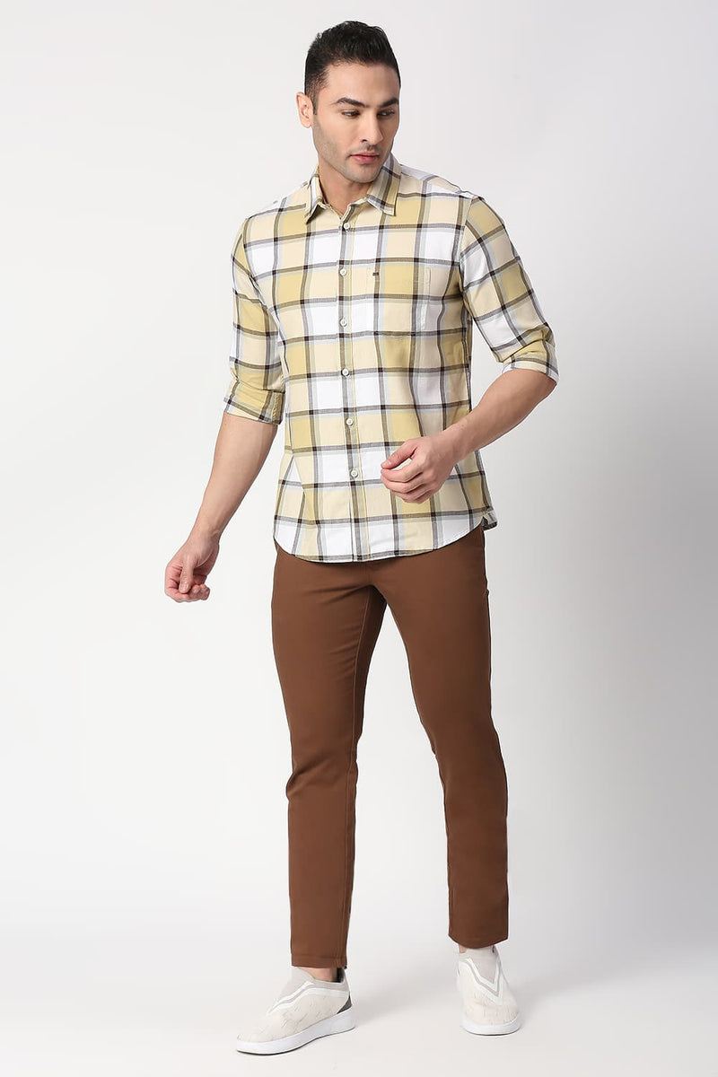 Slim Fit Cotton Twill Checks Shirt