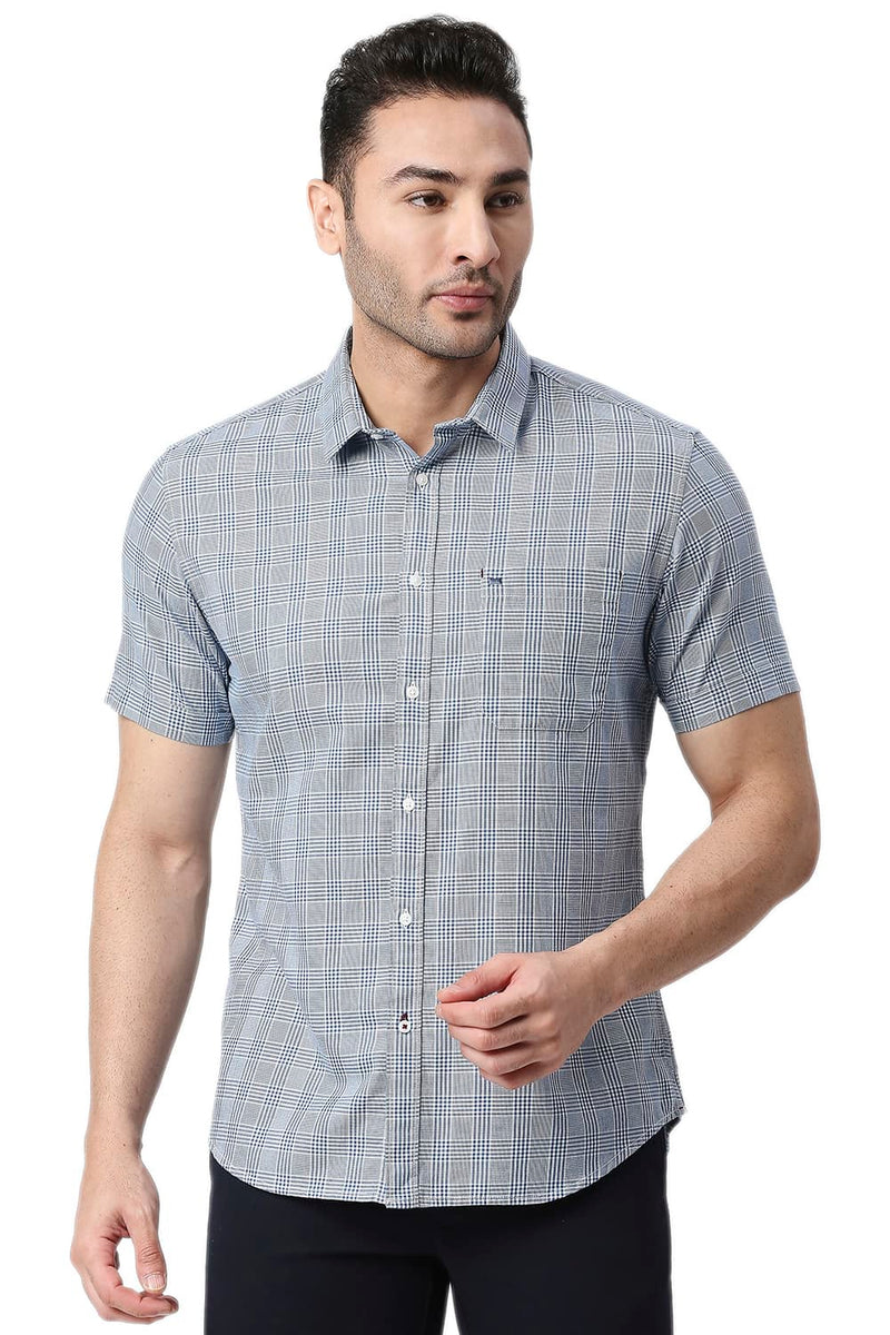 BASICS SLIM FIT COTTON TWILL CHECKS SHIRT