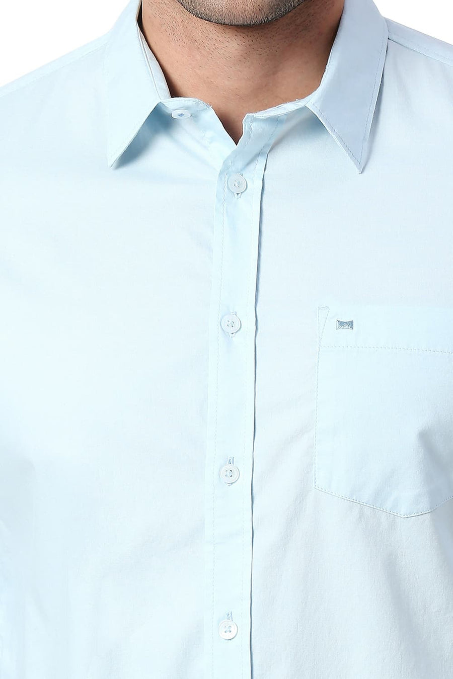 BASICS SLIM FIT CORYDALIS BLUE COTTON OXFORD SHIRT