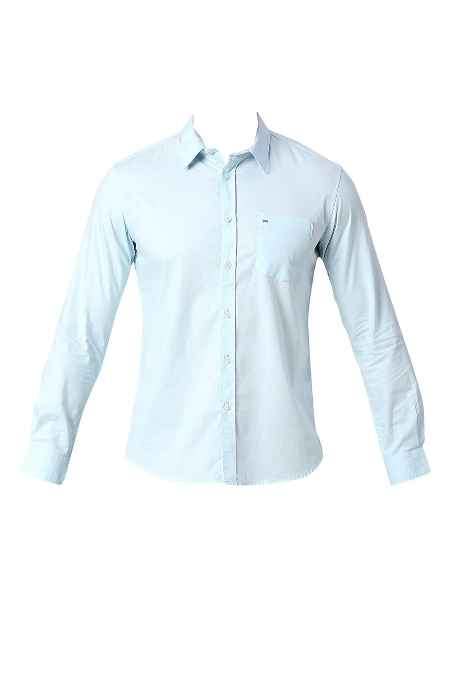 BASICS SLIM FIT CORYDALIS BLUE COTTON OXFORD SHIRT