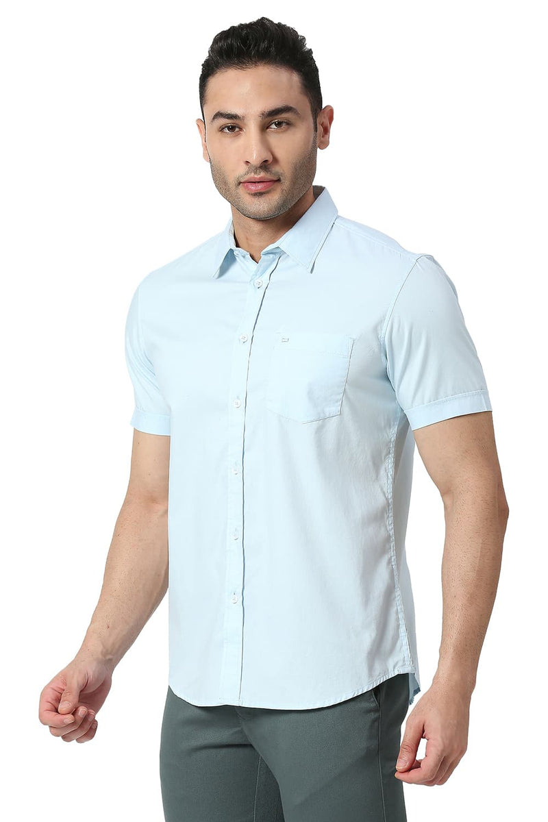 BASICS SLIM FIT COTTON OXFORD HALFSLEEVES SHIRT