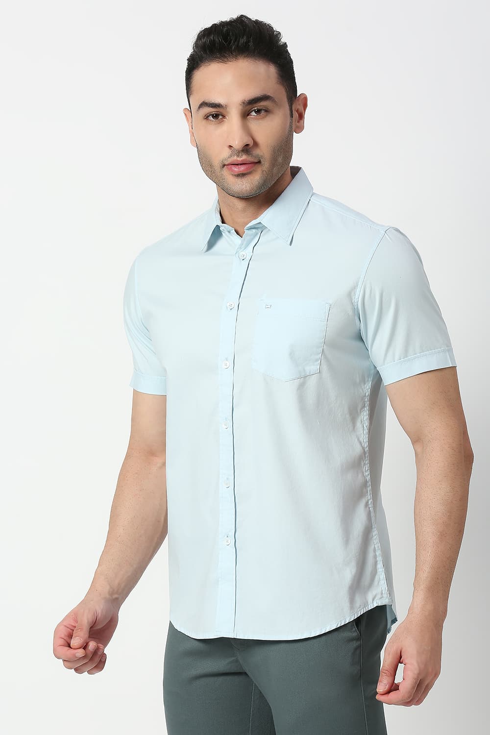 Slim Fit Cotton Oxford Halfsleeves Shirt