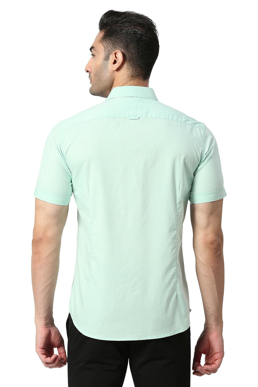 BASICS SLIM FIT HONEY DEW GREEN COTTON OXFORD SHIRT
