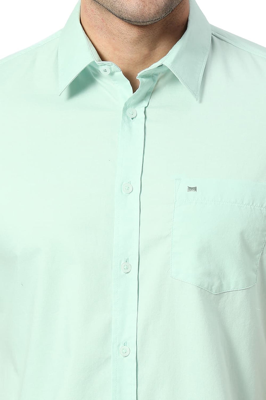 BASICS SLIM FIT HONEY DEW GREEN COTTON OXFORD SHIRT