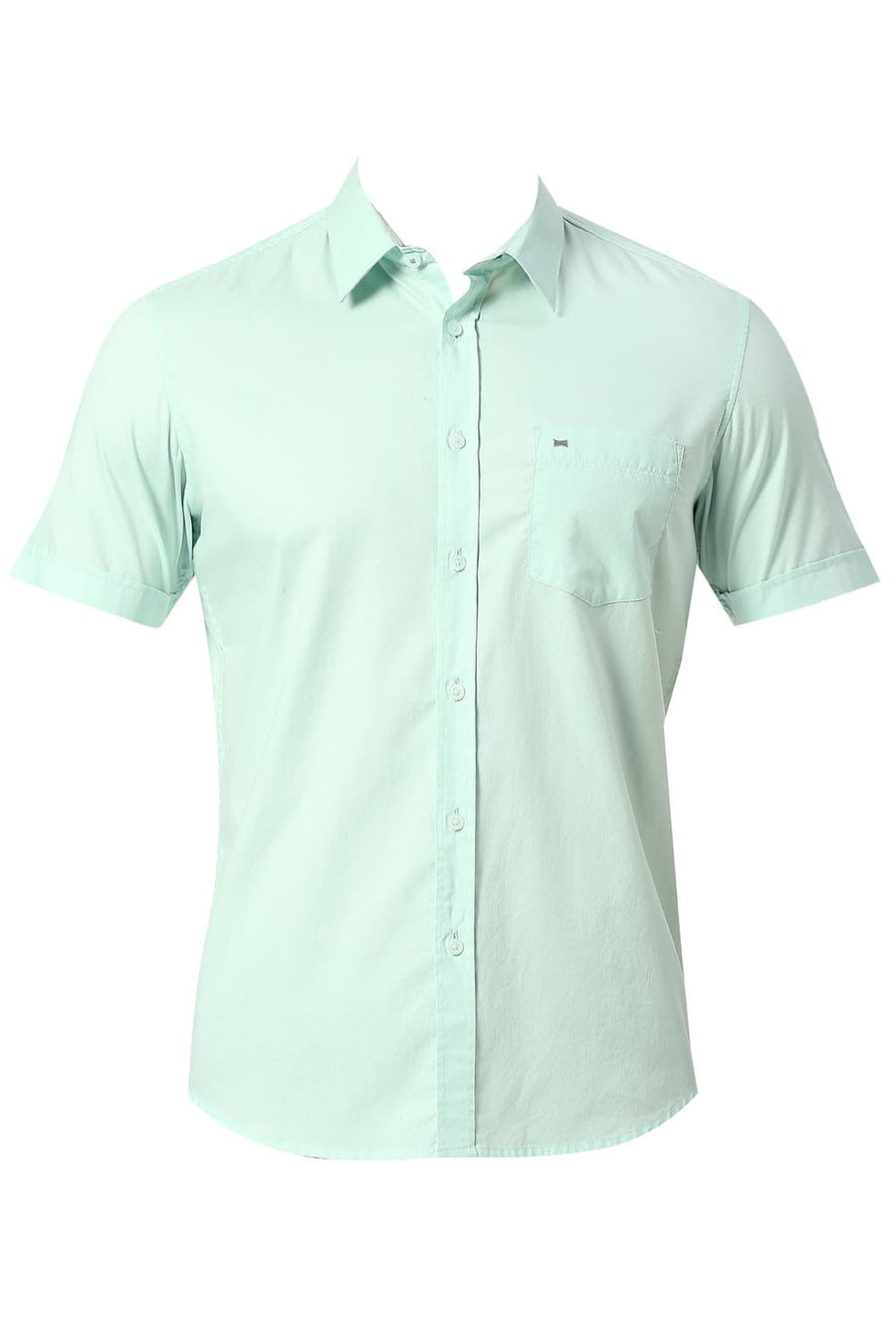 BASICS SLIM FIT HONEY DEW GREEN COTTON OXFORD SHIRT