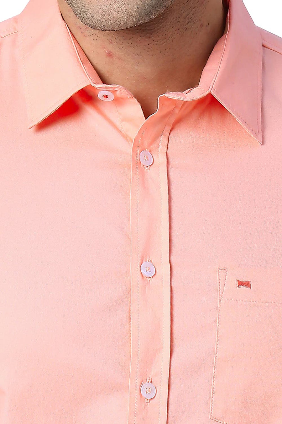 BASICS SLIM FIT PEACH ORANGE COTTON OXFORD SHIRT
