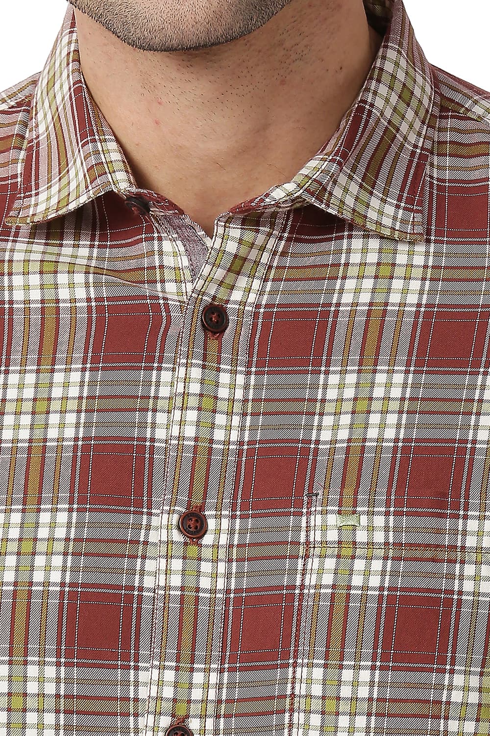 BASICS SLIM FIT COTTON TWILL CHECKS SHIRT