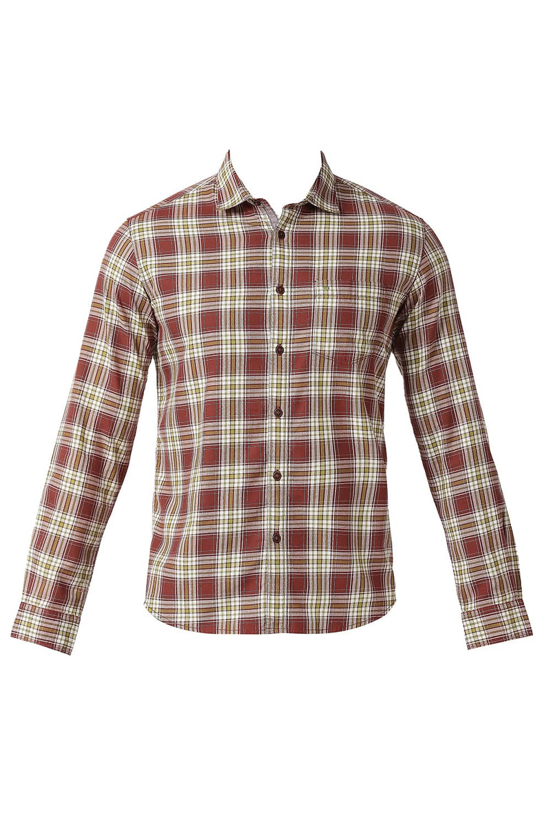 BASICS SLIM FIT COTTON TWILL CHECKS SHIRT