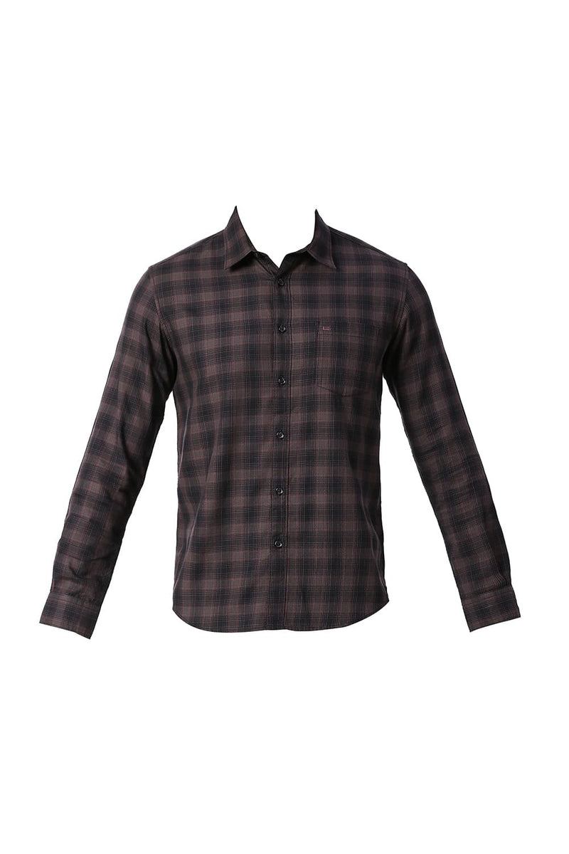 BASICS SLIM FIT COTTON TWILL CHECKS SHIRT