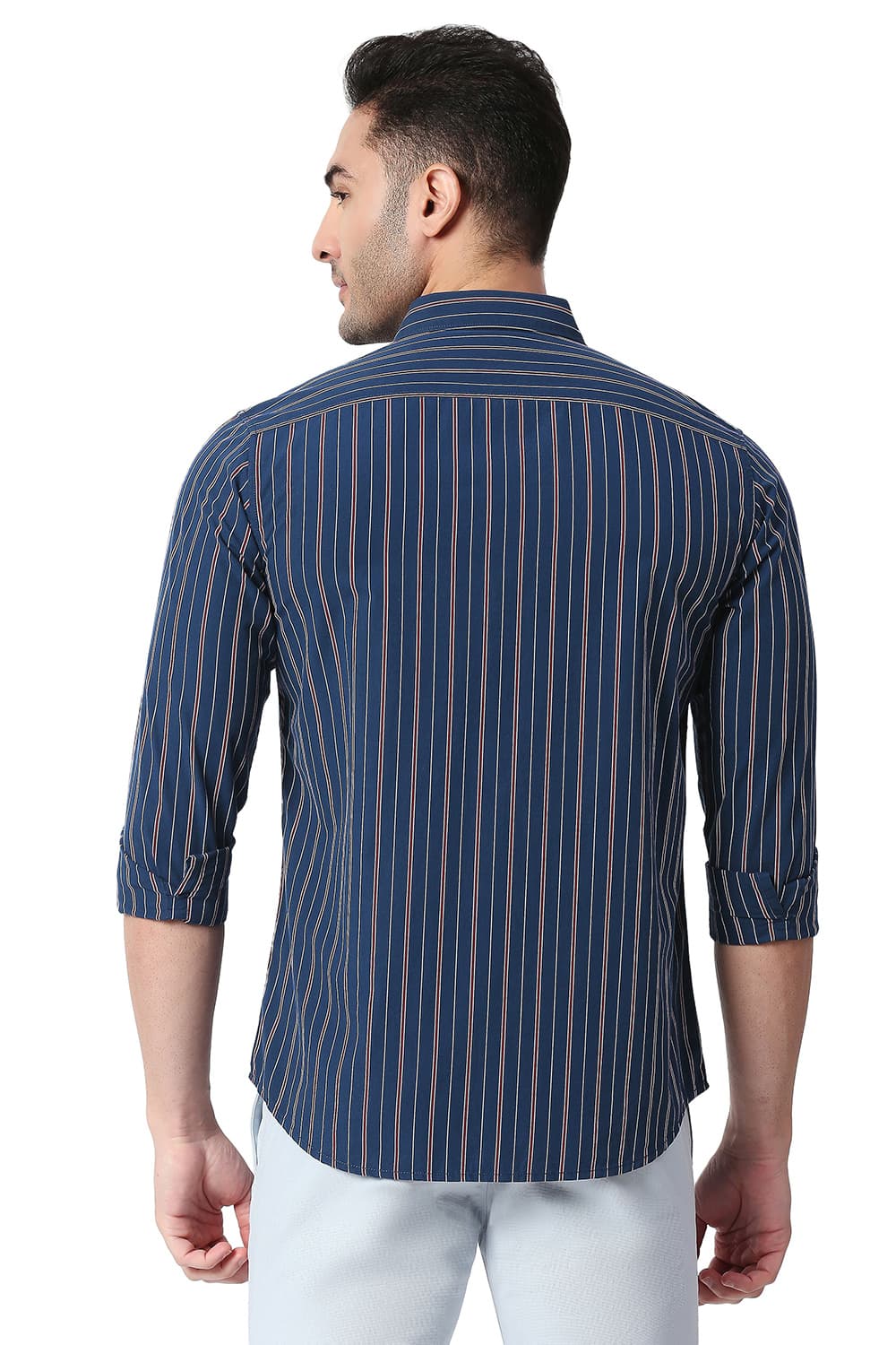 BASICS SLIM FIT COTTON STRIPE SHIRT