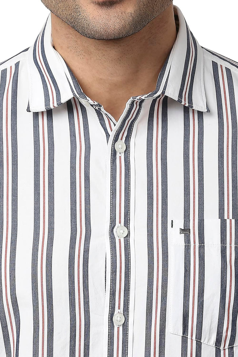 BASICS SLIM FIT COTTON STRIPE SHIRT