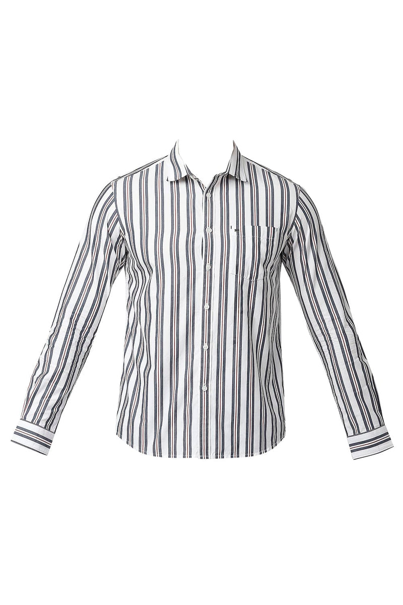 BASICS SLIM FIT COTTON STRIPE SHIRT