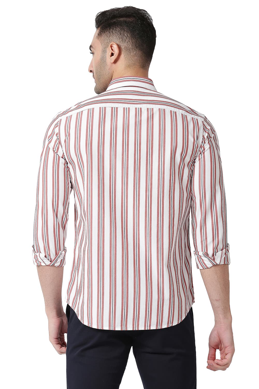 BASICS SLIM FIT COTTON STRIPE SHIRT