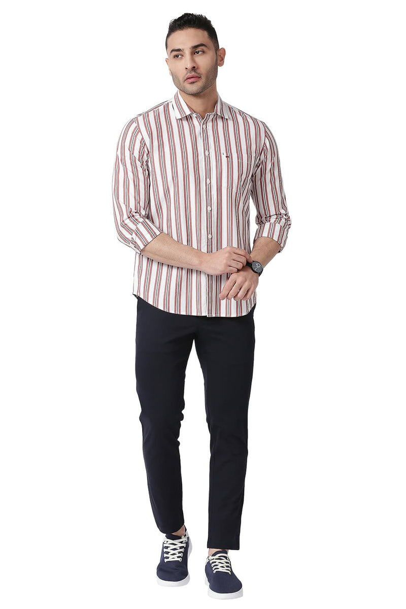 BASICS SLIM FIT COTTON STRIPE SHIRT