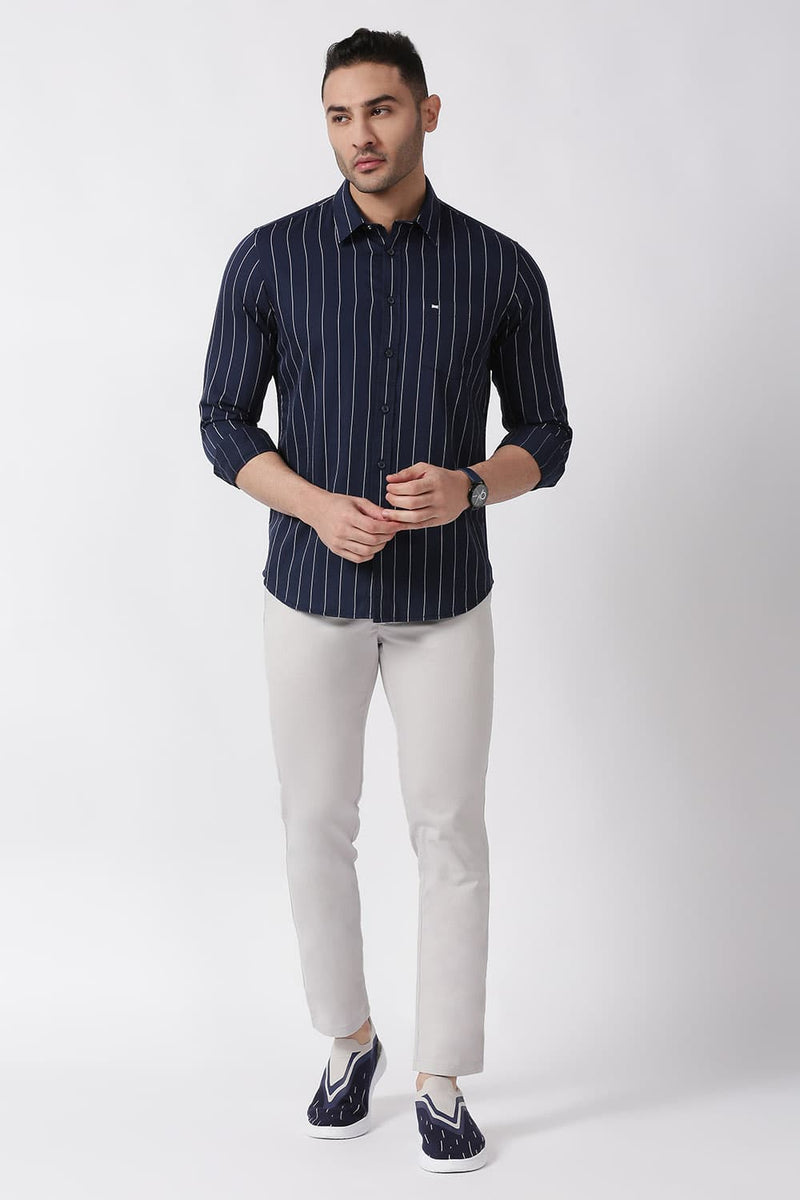 Slim Fit Cotton Twill Stripe Shirt