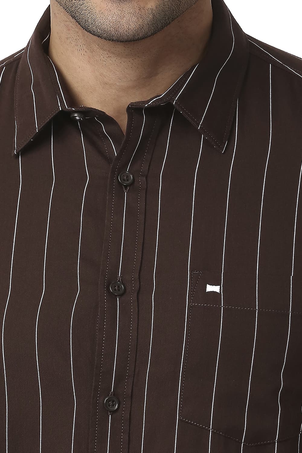 BASICS SLIM FIT COTTON TWILL STRIPE SHIRT