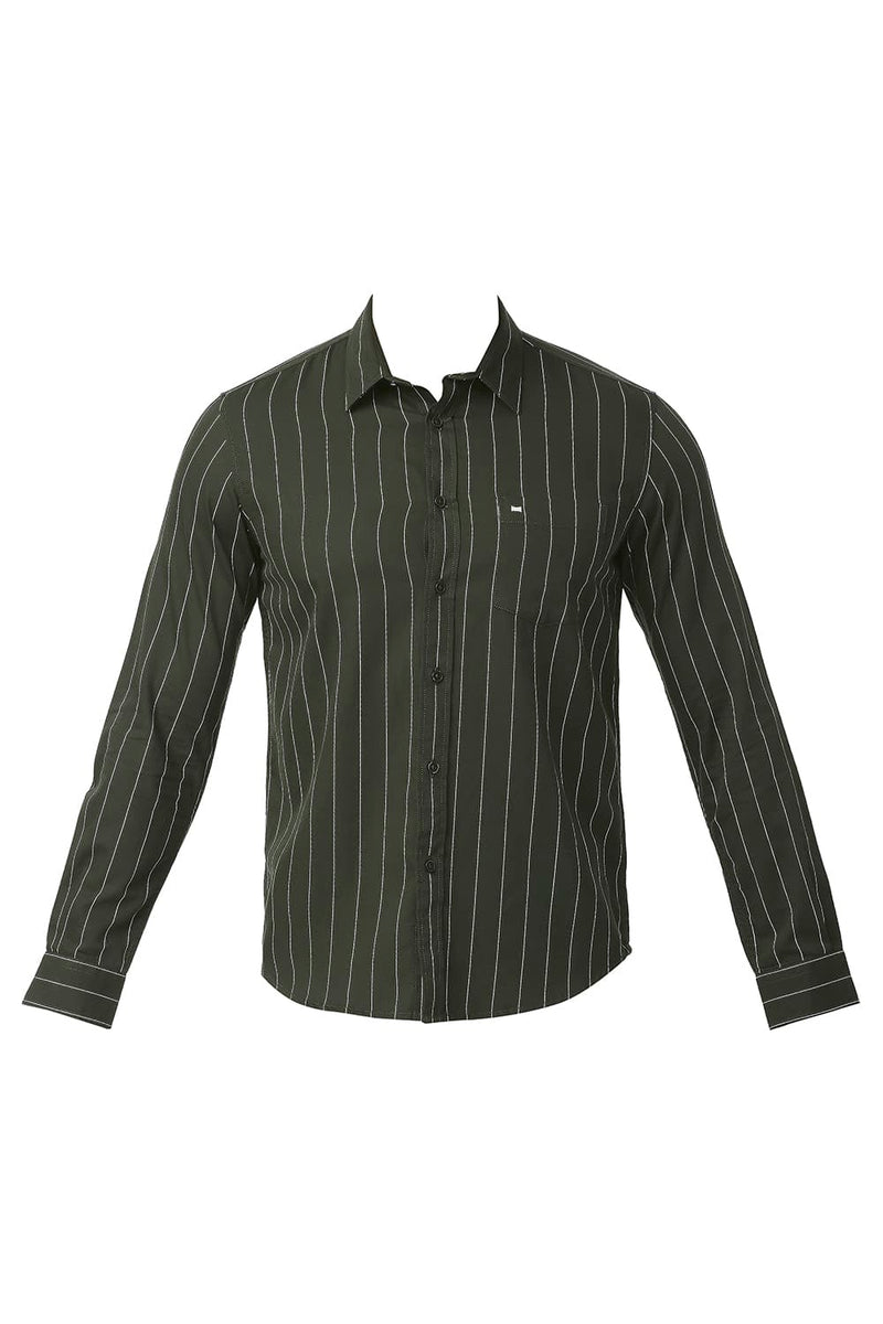 BASICS SLIM FIT COTTON TWILL STRIPE SHIRT