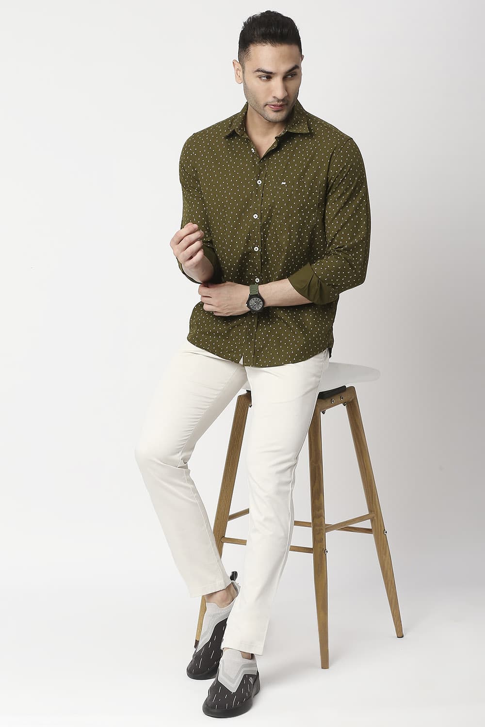 Slim Fit Cotton Poplin Printed Shirt