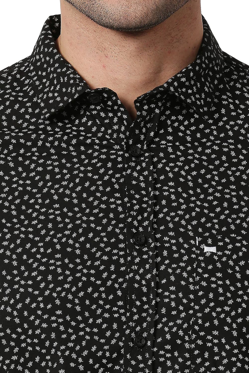 BASICS SLIM FIT COTTON POPLIN PRINTED SHIRT