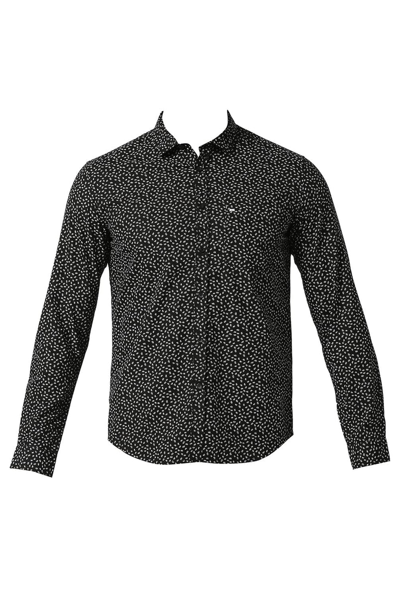 BASICS SLIM FIT COTTON POPLIN PRINTED SHIRT