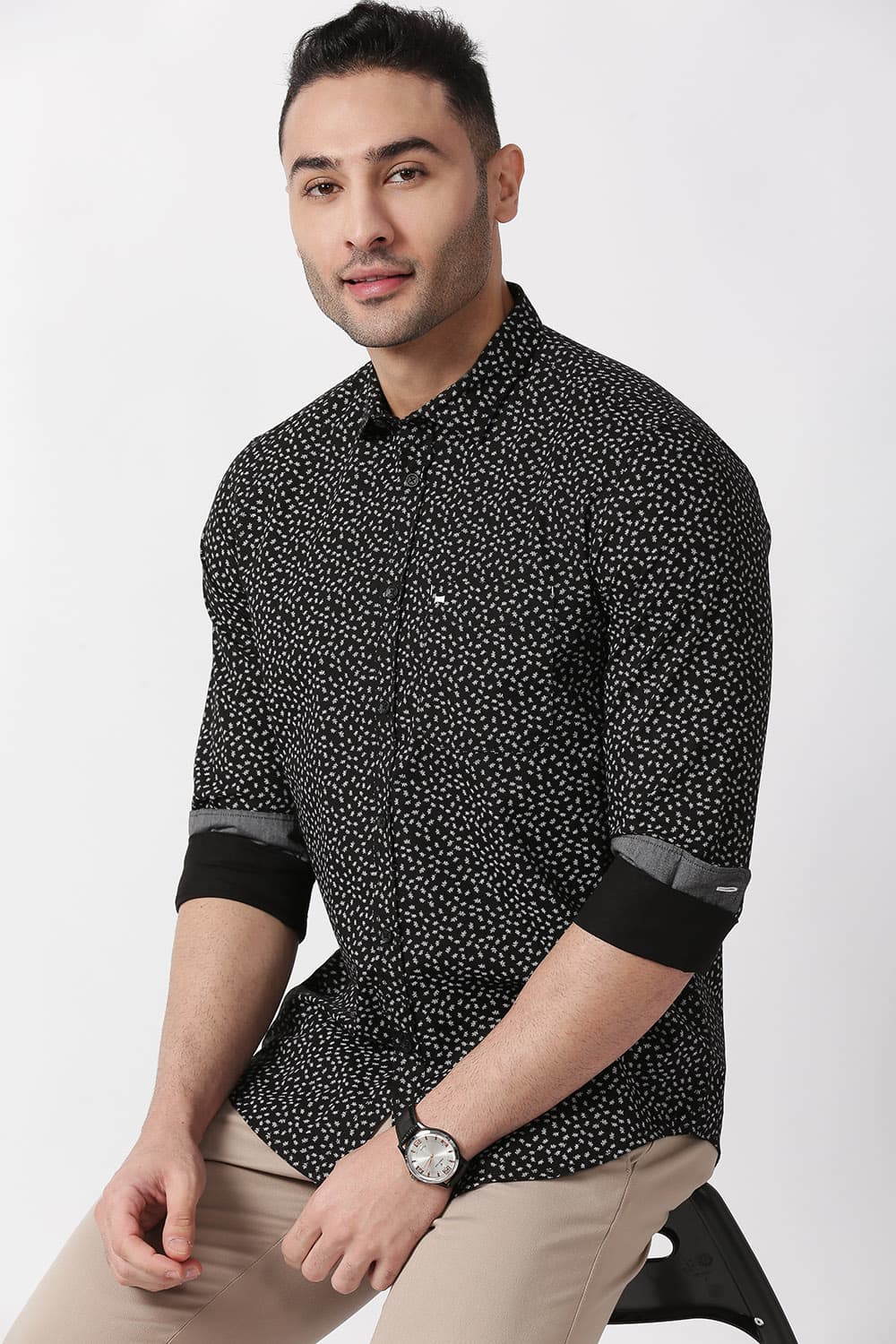 Slim Fit Cotton Poplin Printed Shirt