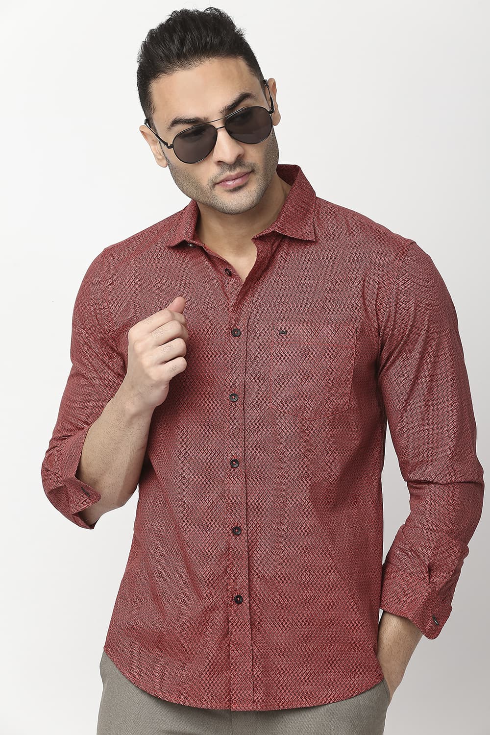 Slim Fit Cotton Poplin Printed Shirt