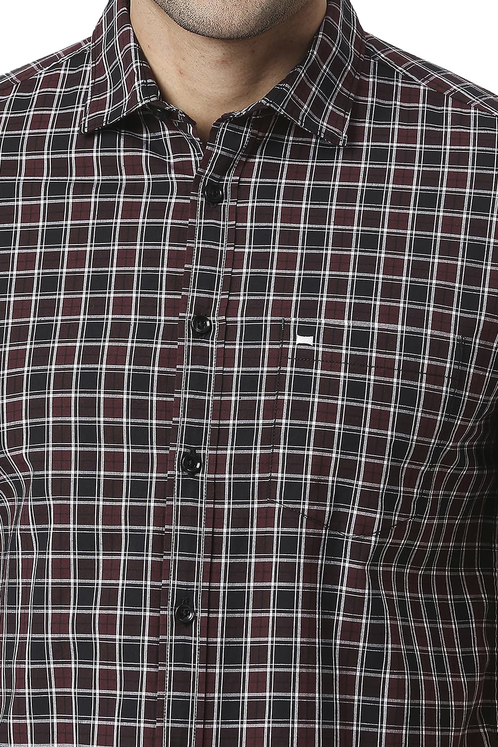 BASICS SLIM FIT COTTON CHECKS HALFSLEEVES SHIRT