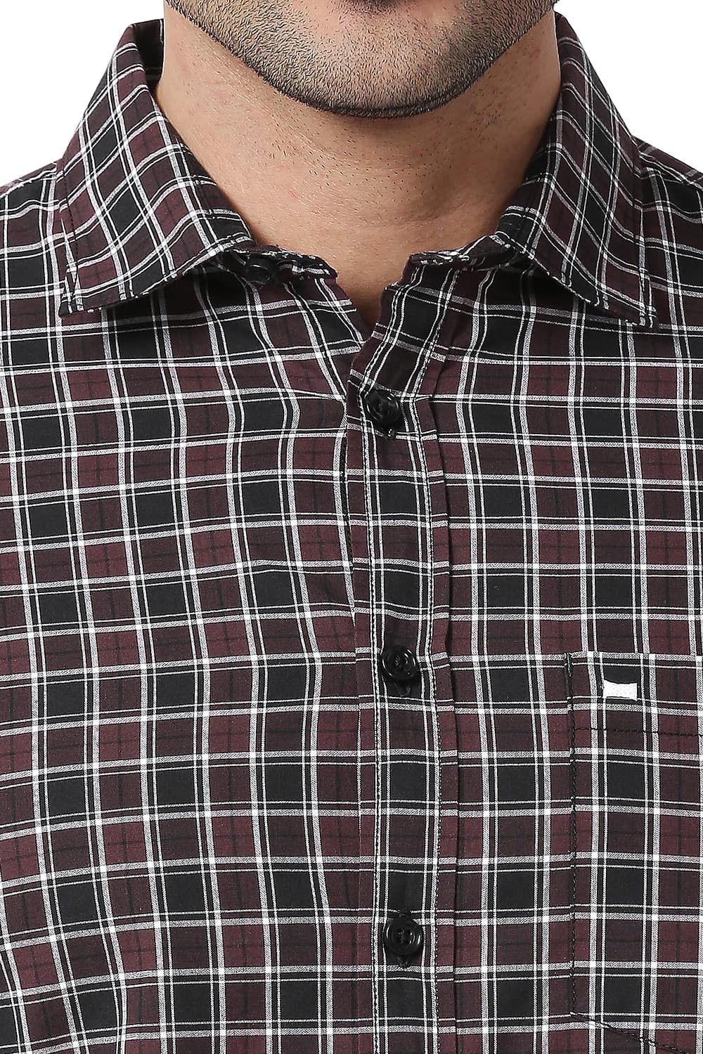 BASICS SLIM FIT COTTON CHECKS SHIRT