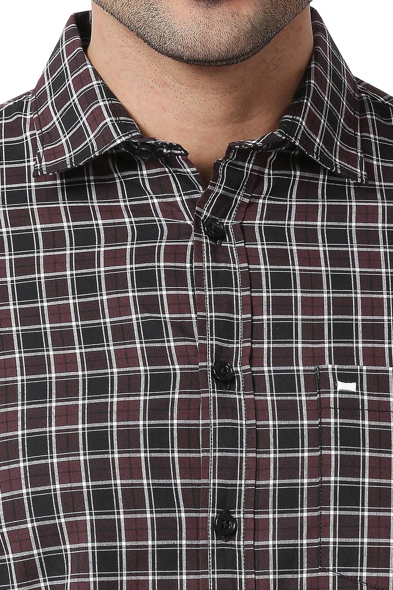 BASICS SLIM FIT COTTON CHECKS SHIRT