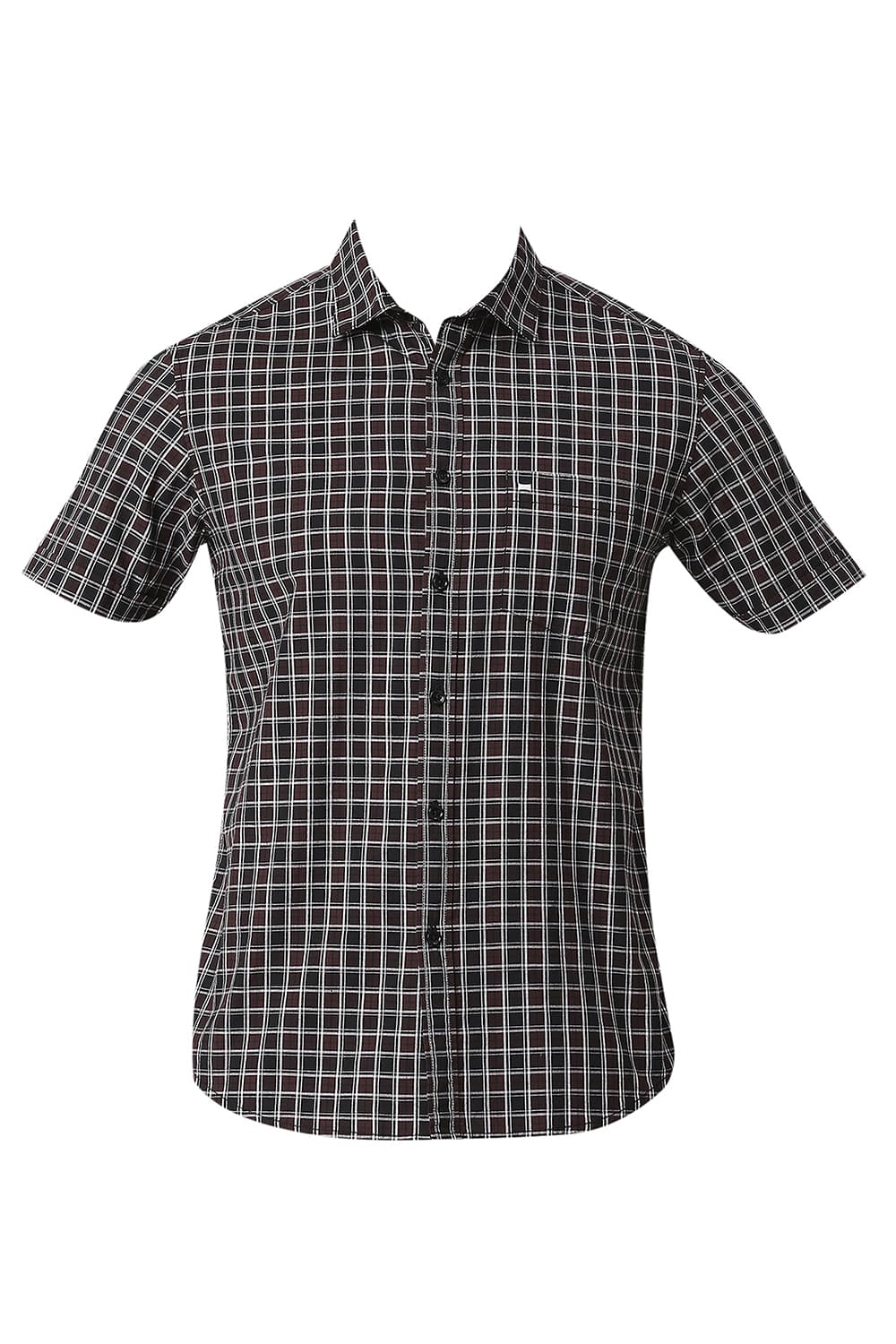 BASICS SLIM FIT COTTON CHECKS HALFSLEEVES SHIRT