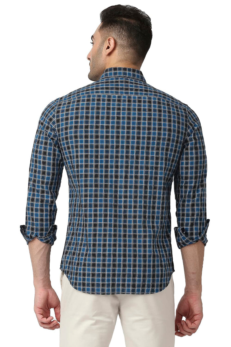 BASICS SLIM FIT COTTON CHECKS SHIRT