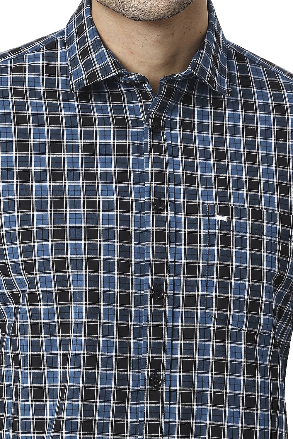 BASICS SLIM FIT COTTON CHECKS HALFSLEEVES SHIRT