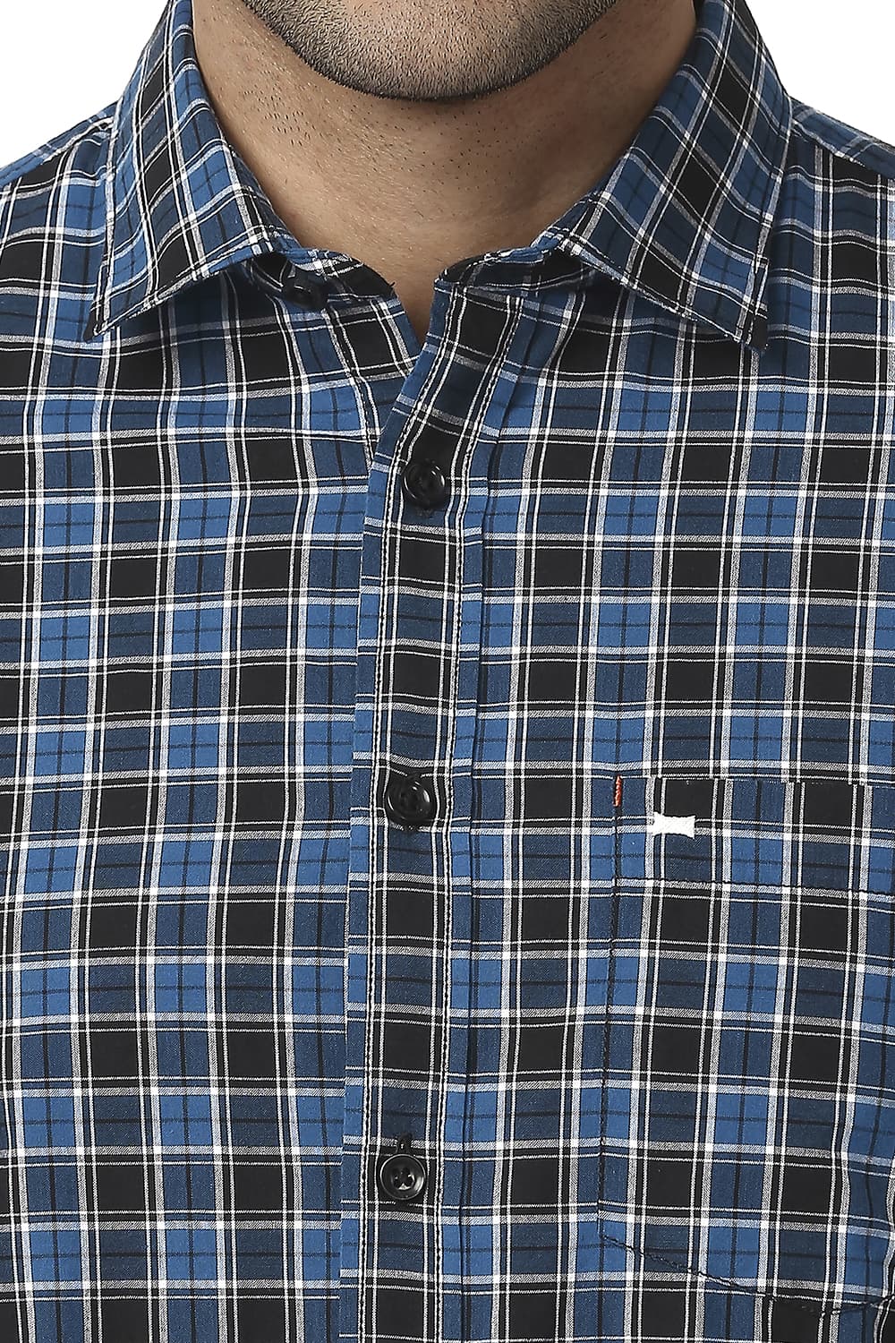 BASICS SLIM FIT COTTON CHECKS SHIRT