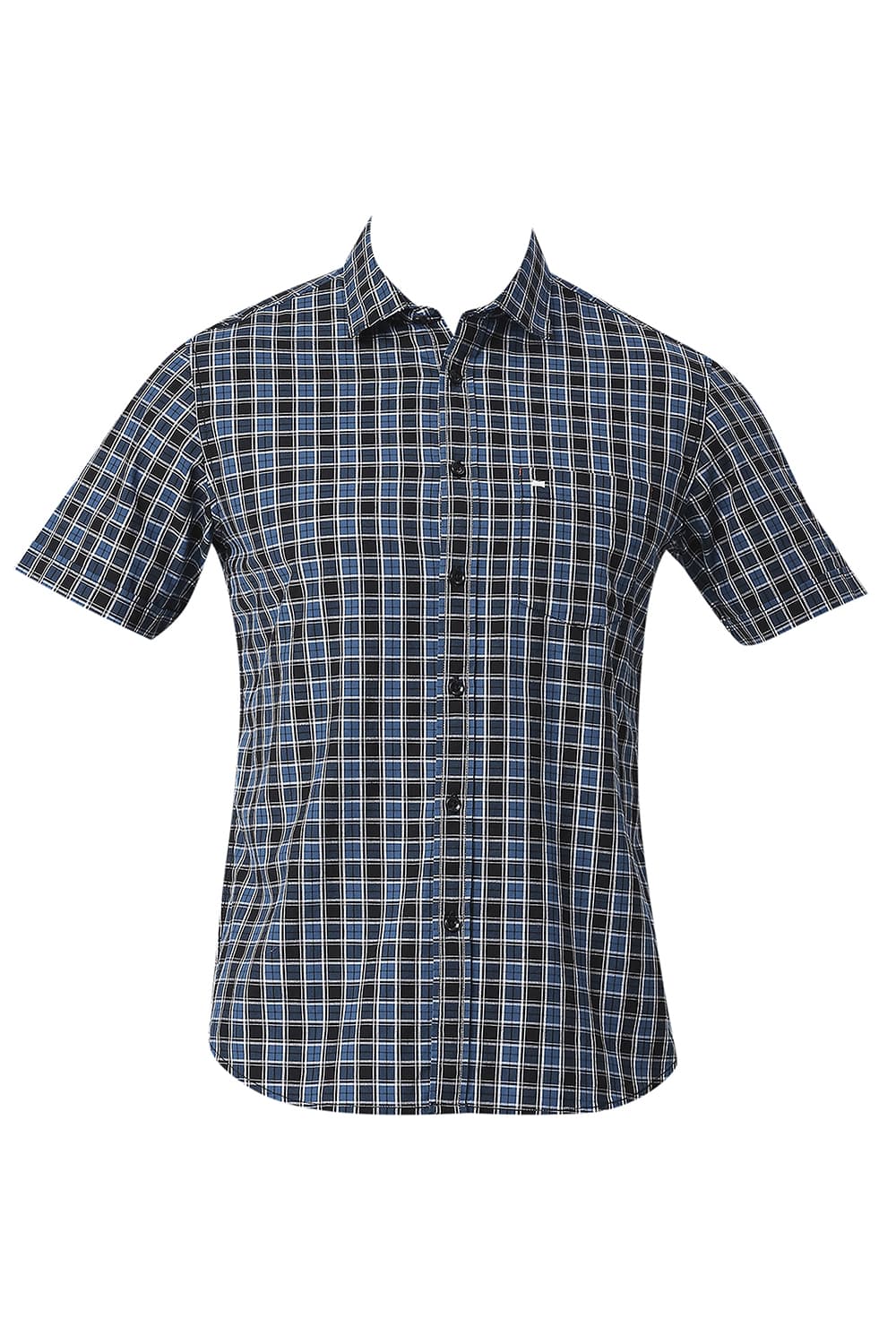 BASICS SLIM FIT COTTON CHECKS HALFSLEEVES SHIRT