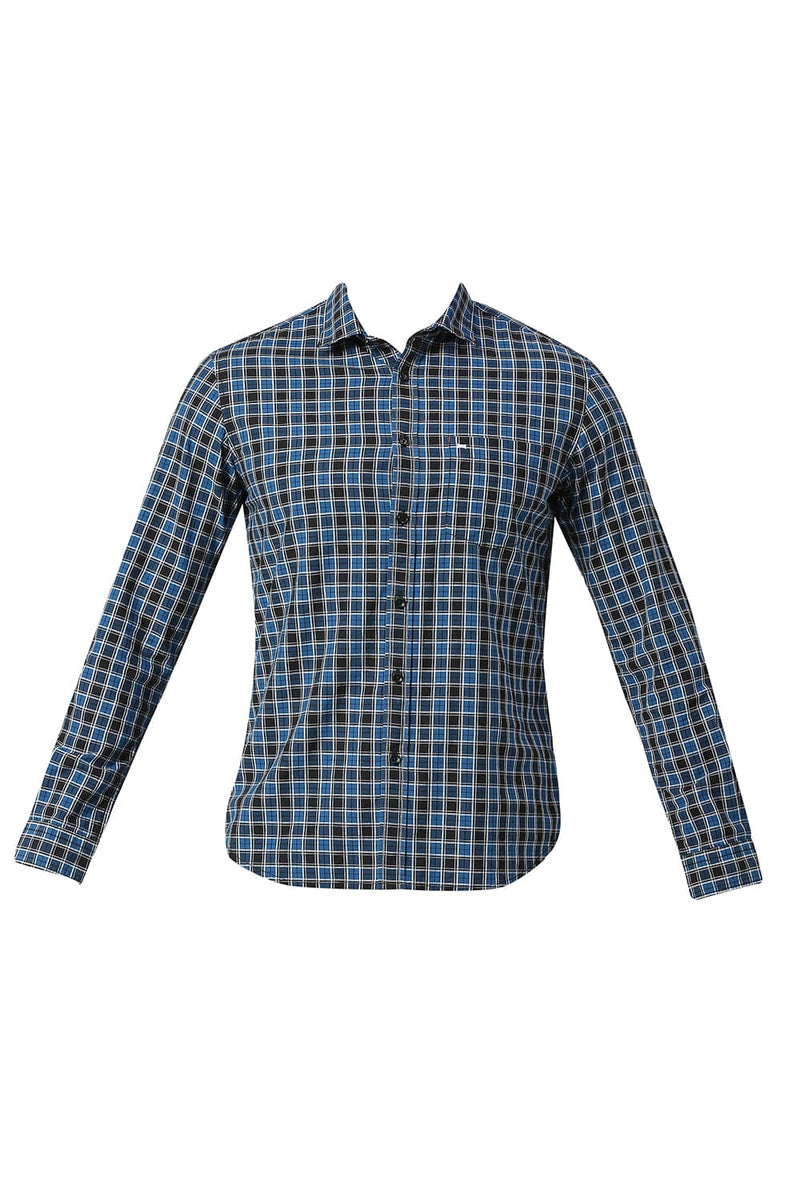 BASICS SLIM FIT COTTON CHECKS SHIRT