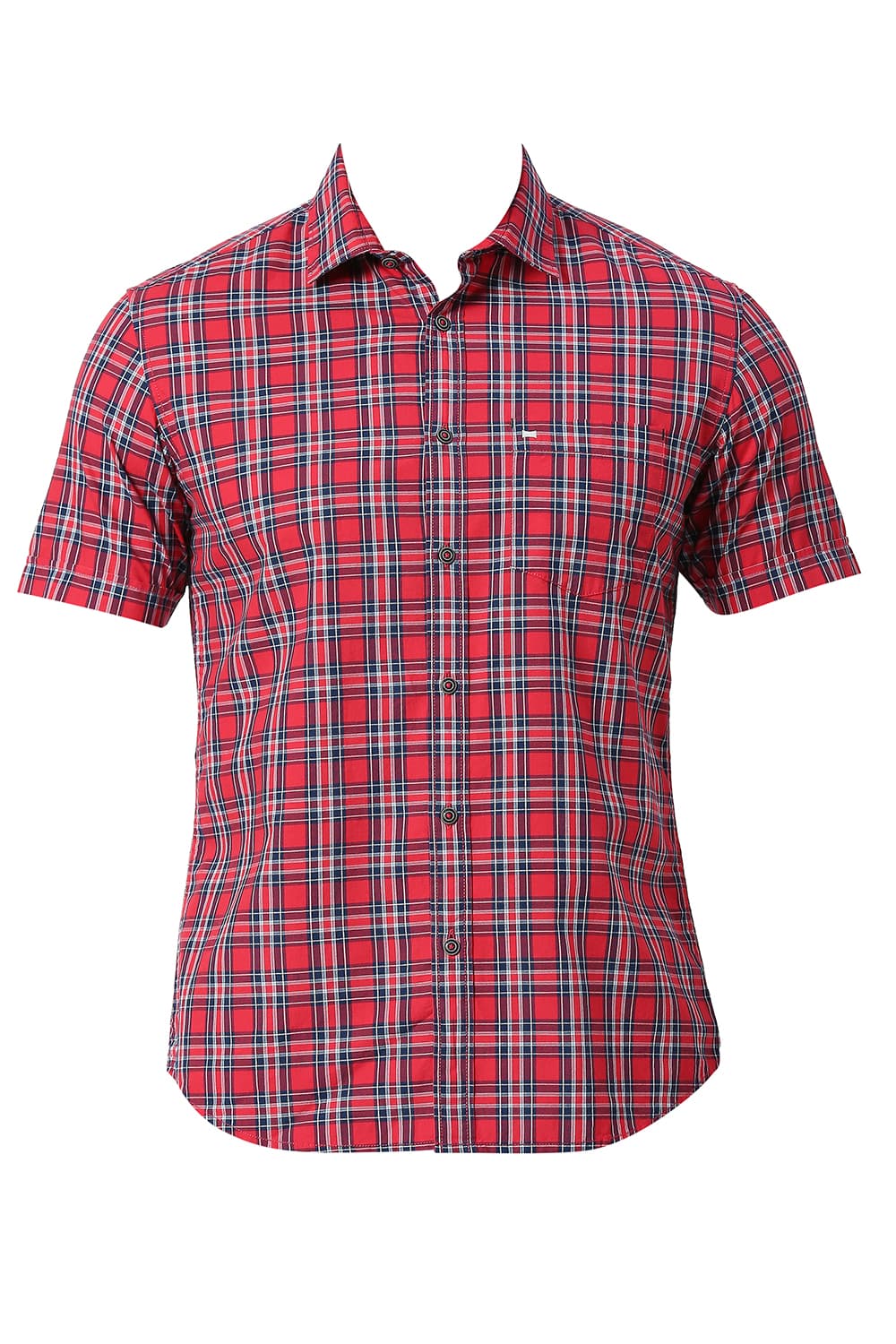 BASICS SLIM FIT COTTON CHECKS HALFSLEEVES SHIRT