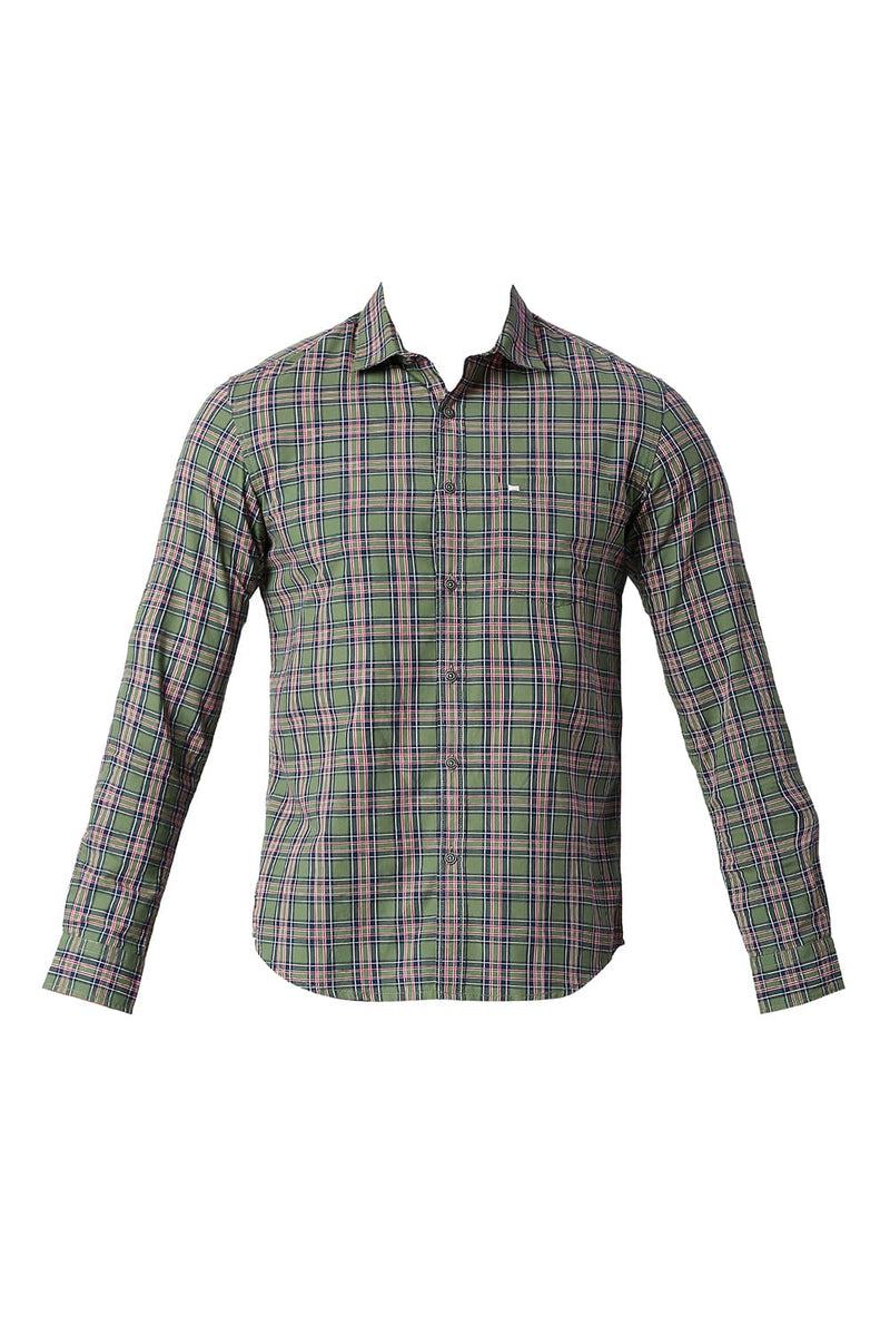 BASICS SLIM FIT COTTON CHECKS SHIRT