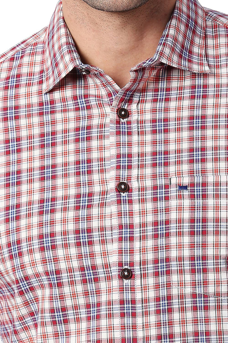 BASICS SLIM FIT COTTON CHECKS SHIRT