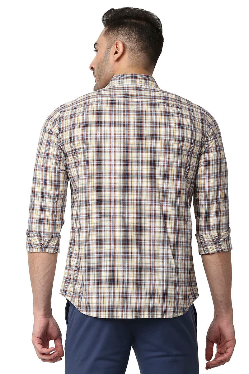 BASICS SLIM FIT COTTON CHECKS SHIRT